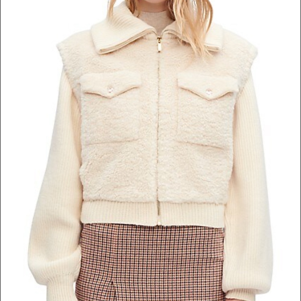 MAJE Faux Fur and Knit Jacket